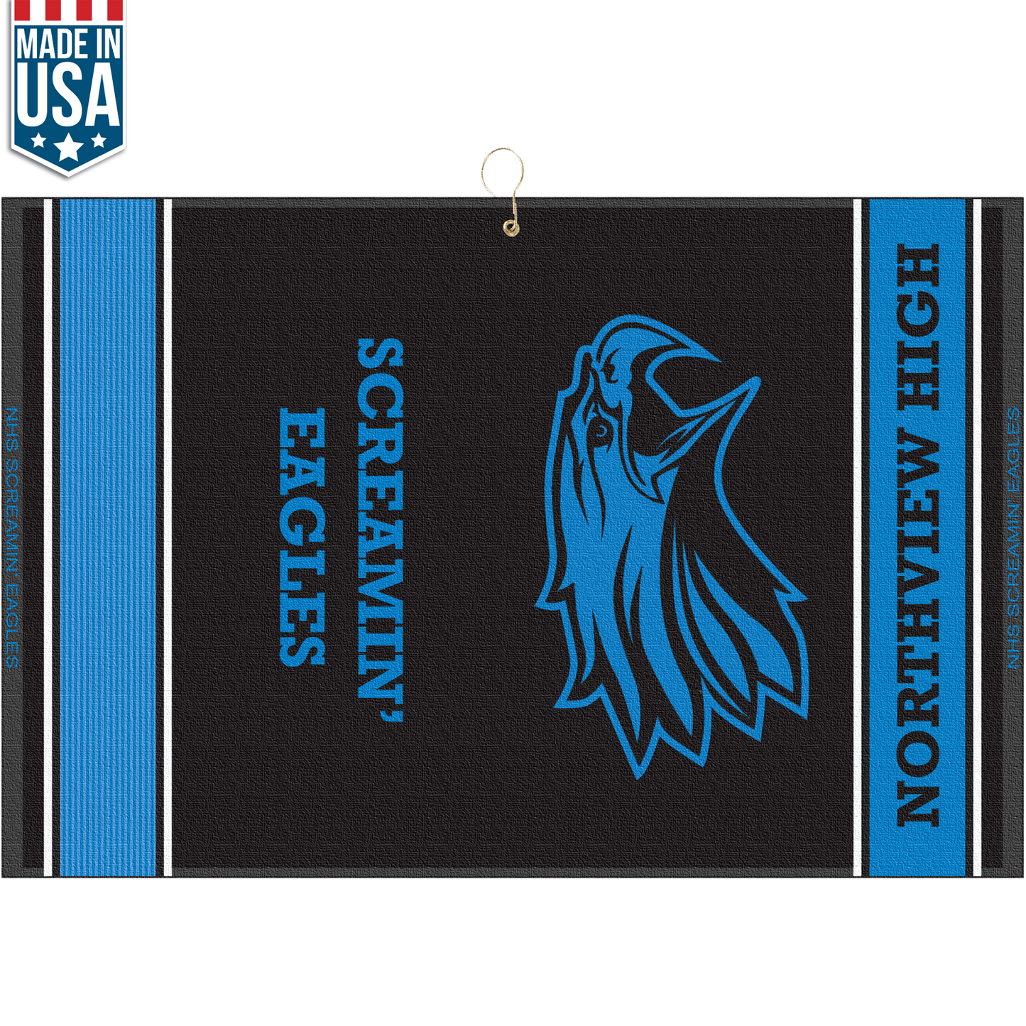 White 16" X 24" Designer Woven Golf Towel with 2 Scrubbers