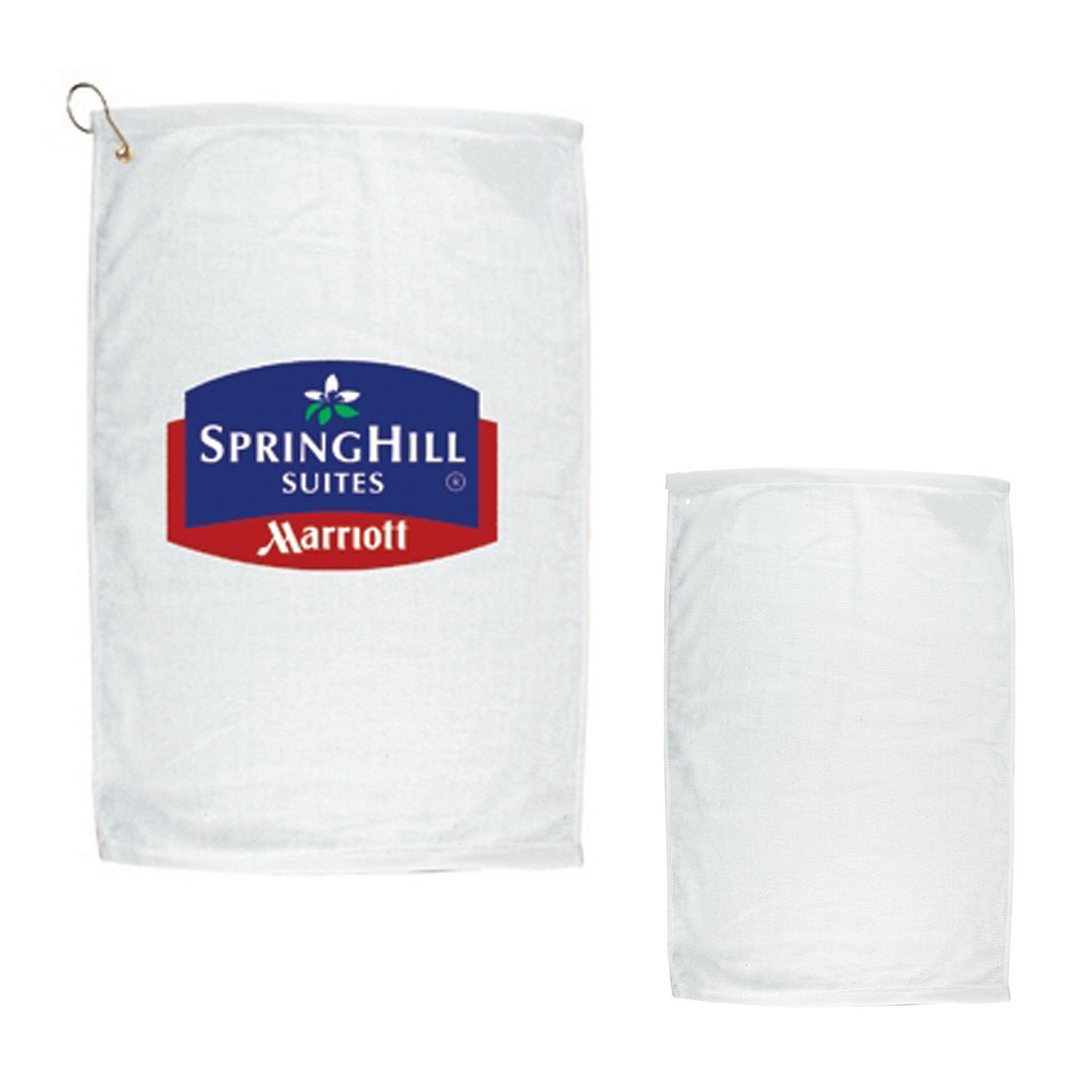 White 16" X 25" Golf Towel with Grommet And Hook