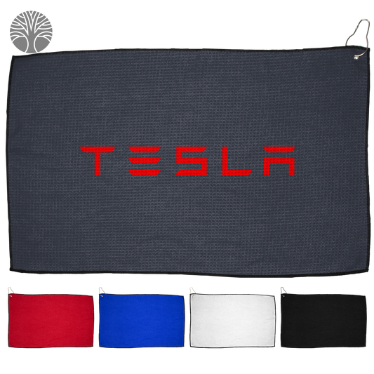 Black 16" X 26" RPET Waffle Golf Towel with Hook & Grommet