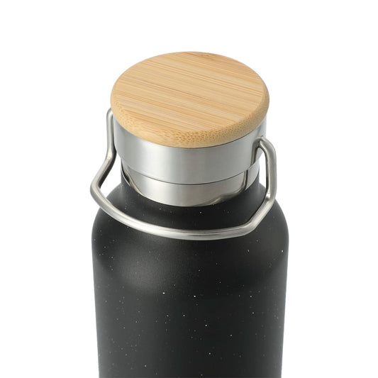 Front View of Black Speckled Thor Copper Vacuum Insulated Bottle 22oz
