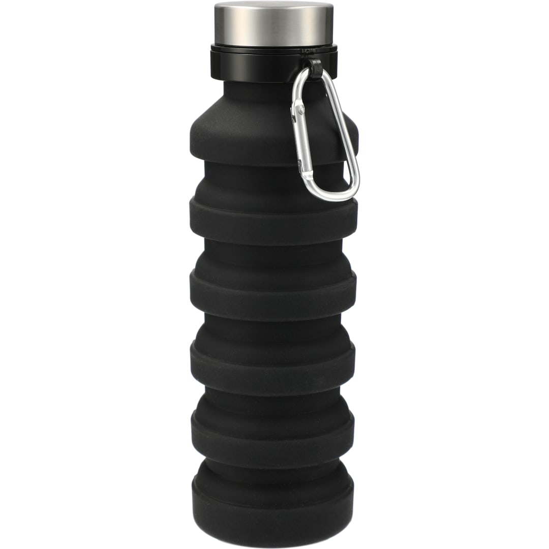 Front View of Black Zigoo Silicone Collapsible Bottle 18oz
