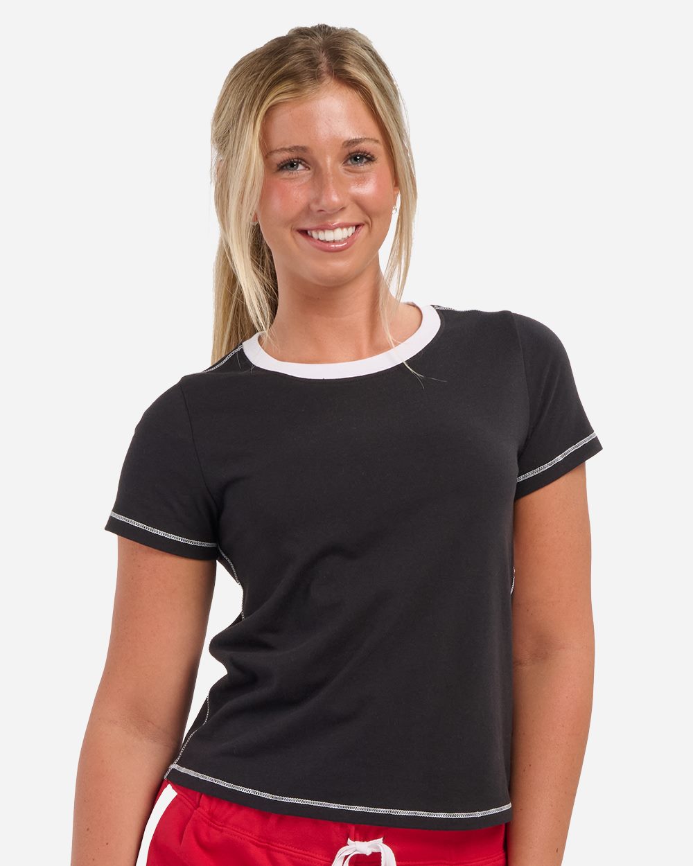 Women's Contrast Stitch Baby Tee - BW2106