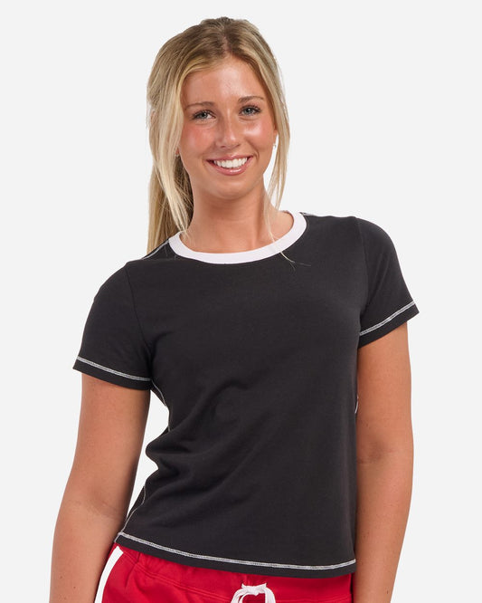 Women's Contrast Stitch Baby Tee - BW2106
