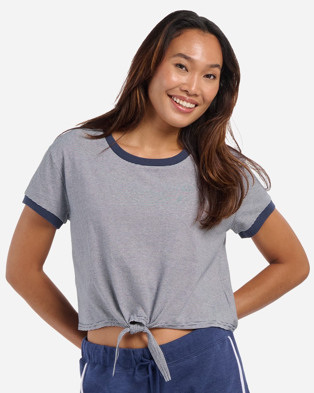 Women's Striped Tie Front T-Shirt - BW2107