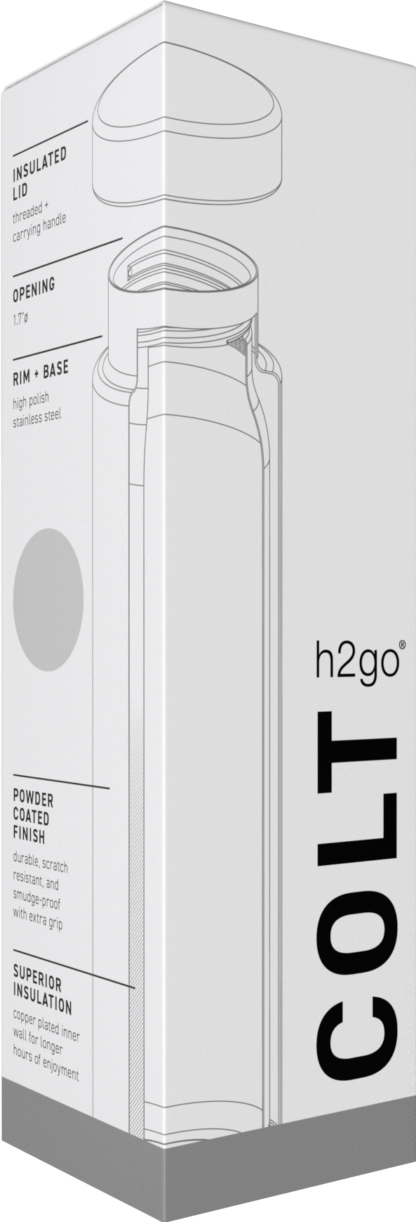 matte white 16.9 oz h2go colt - powder