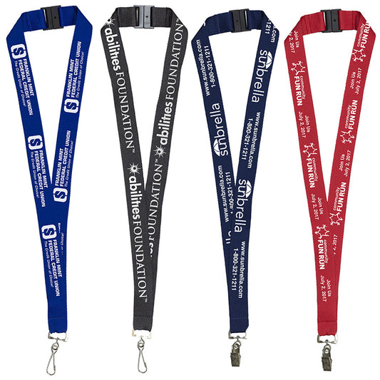 Black "Palmer" 1” Silkscreen Lanyard with FREE Breakaway Safety Release