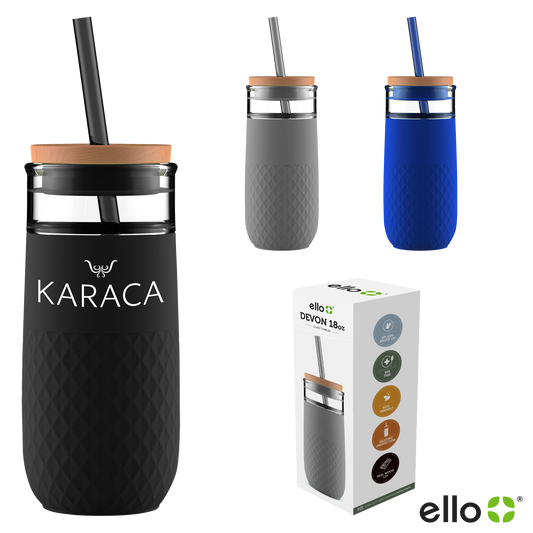 Black 18 Oz Ello Devon Glass Tumbler