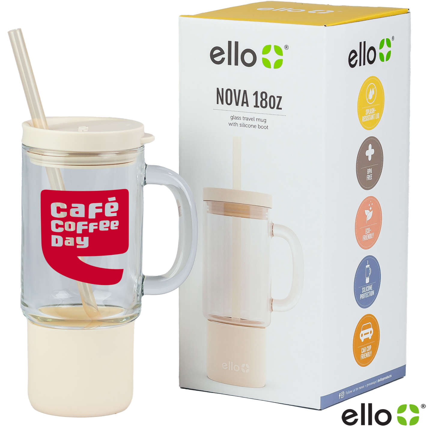 Sandbar 18 Oz Ello Nova Glass Travel Mug