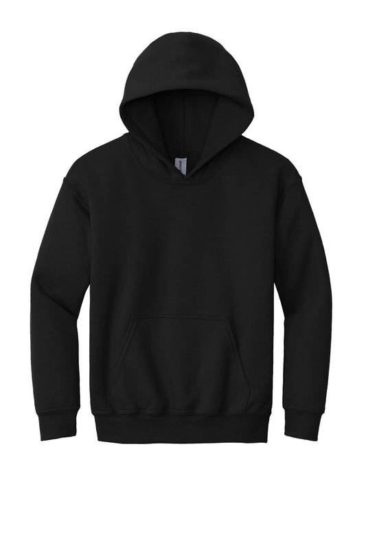 Front View of BLACK Gildan - Youth Heavy Blend Hooded Sweatshirt. 18500B - XS