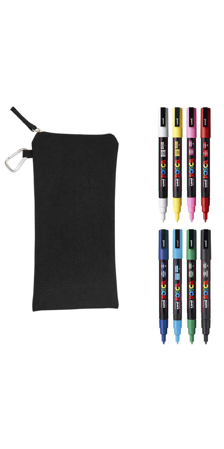POSCA 8 Piece Basic Marker Set with Bag - Fine