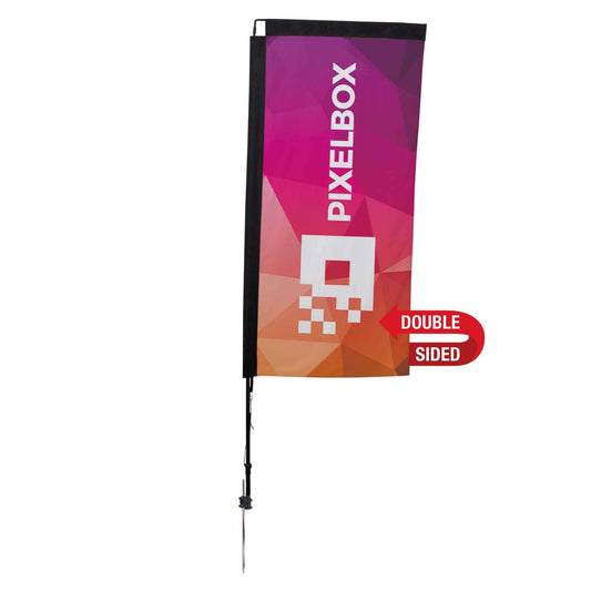 48-Hour Quick Ship 7' Premium Rectangle Sail Sign Kit (Double-Sided with Ground Spike)