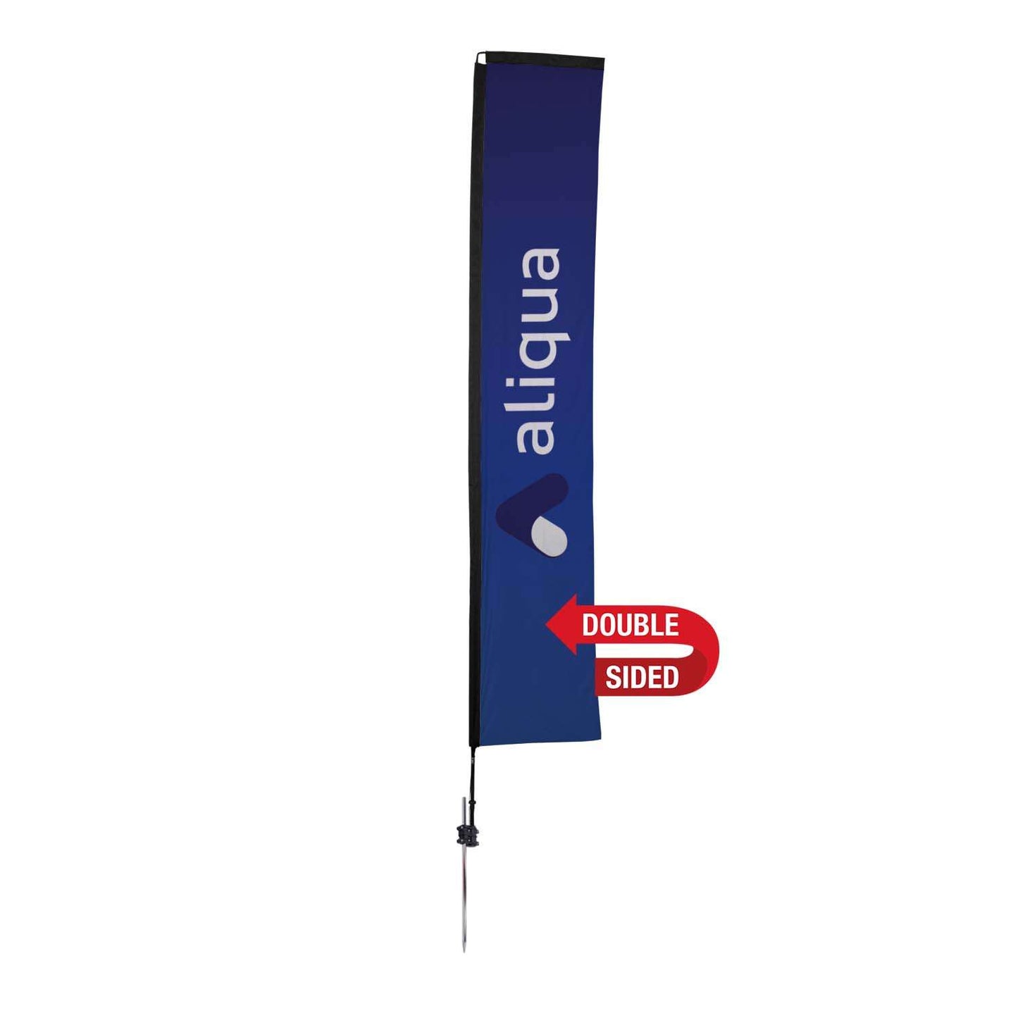 48-Hour Quick Ship 14.5' Premium Rectangle Sail Sign Kit (Double-Sided with Ground Spike & Ground Anchor)