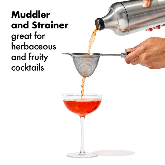 Front View of Silver OXO SteeL 6-piece Barware Set