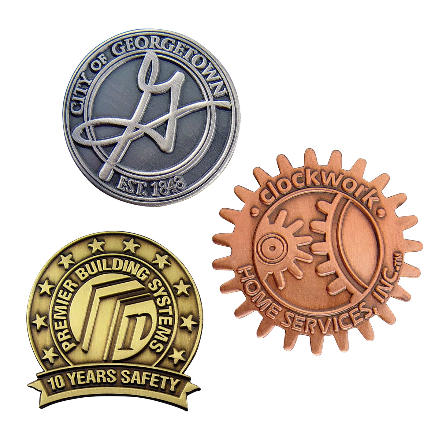 Custom Die Struck Antique Finish Lapel Pins 7/8"