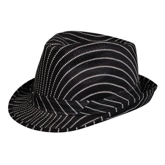 Black Black Pinstripe Fedora