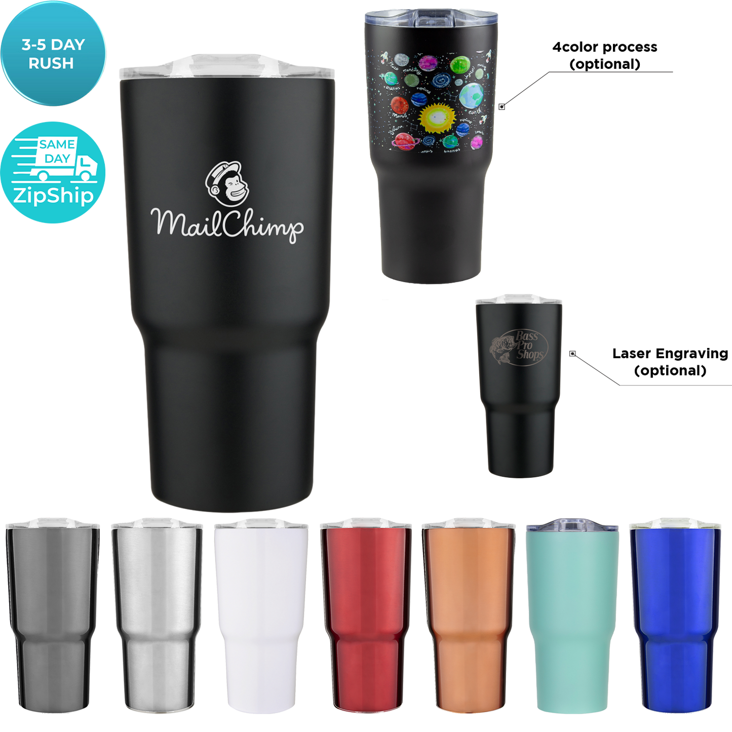 Black 20 Oz Chimp Double Wall Stainless Vacuum Tumbler