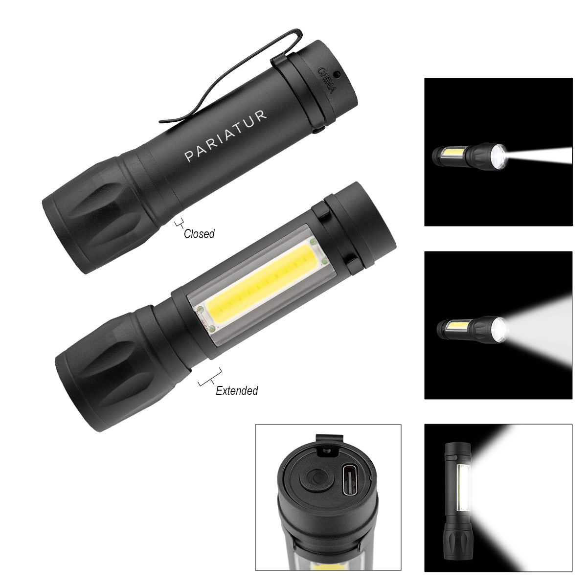BLACK Torch Rechargeable Flashlight