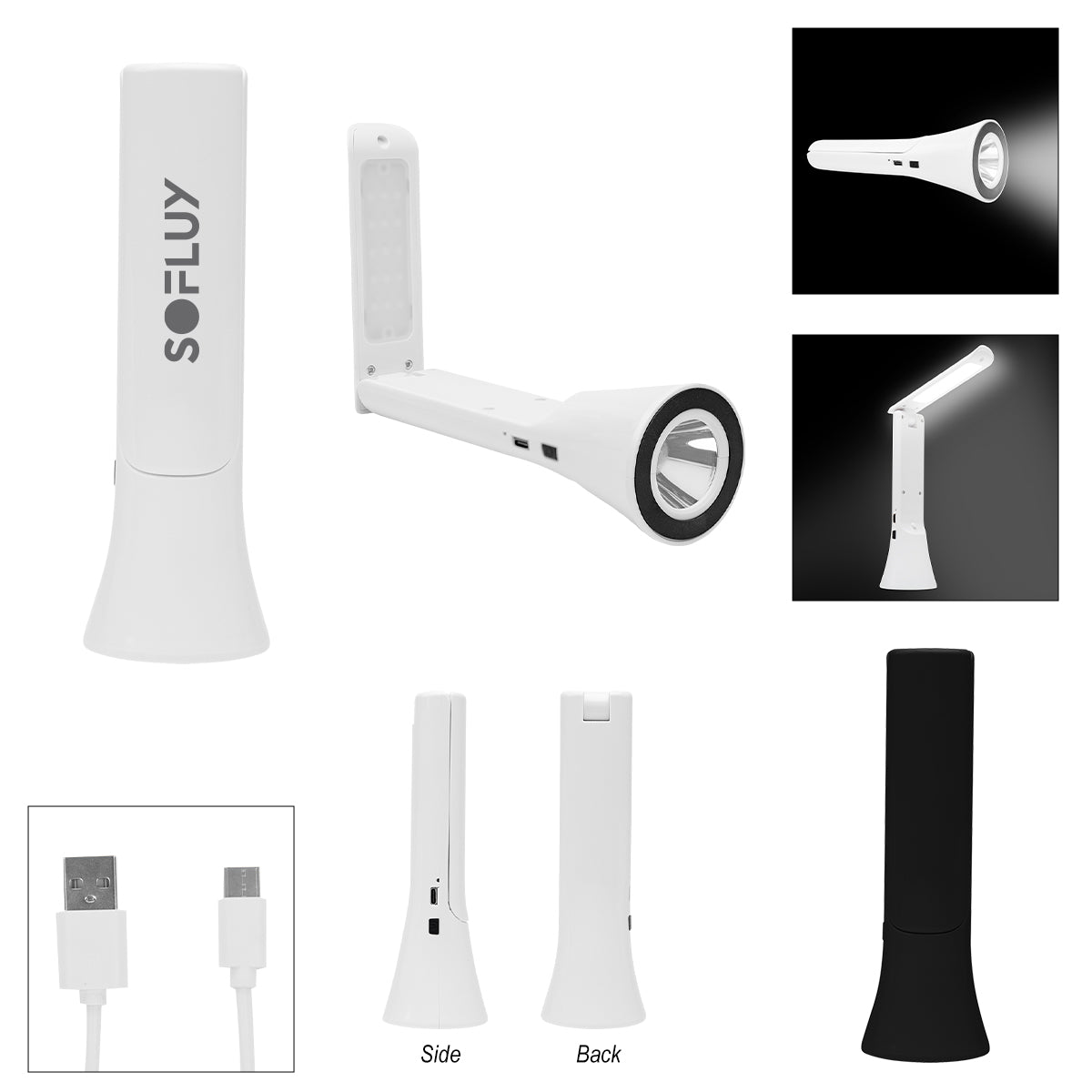 BLACK 2-In-1 Rechargeable Flashlight and Lamp