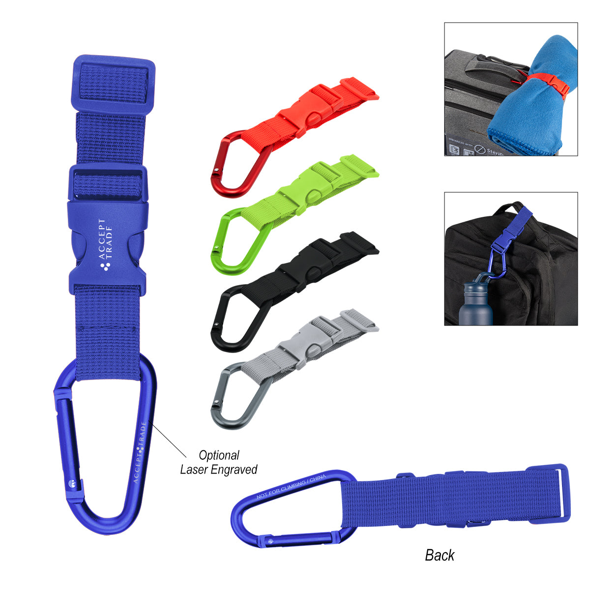 BLACK Adjustable Buckle Strap With Carabiner