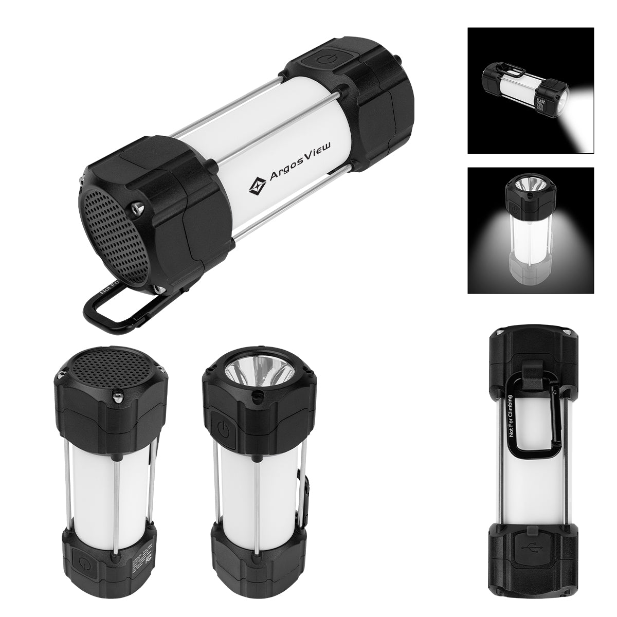 BLACK WITH WHITE Canyon COB Lantern with Speaker