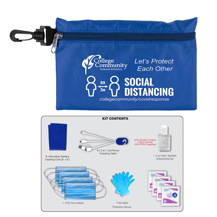 "Jupiter" 12 Piece Safety Kit in Zipper Pouch with Carabiner Attachment