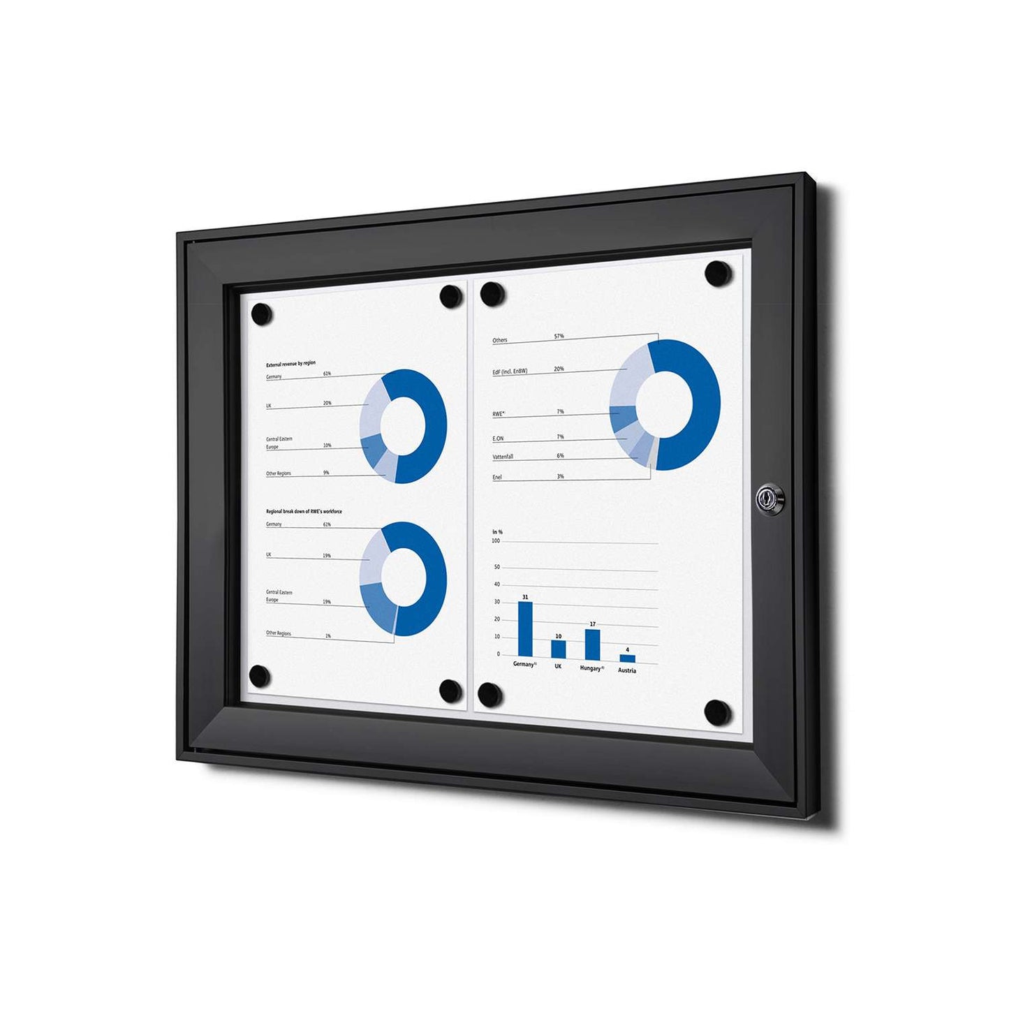 20"W x 14"H Indoor Enclosed Bulletin Board Economy Black