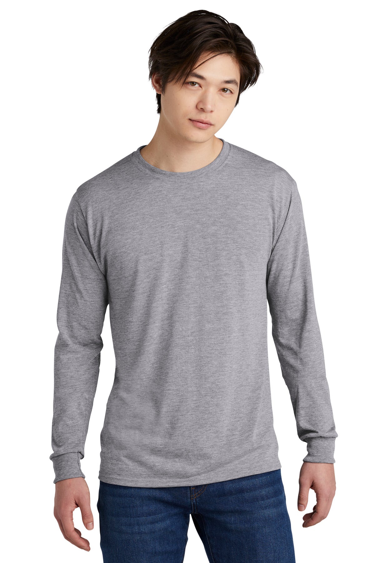 Front View of AthlHthr Jerzees Dri-Power 100% Polyester Long Sleeve T-Shirt 21LS - S