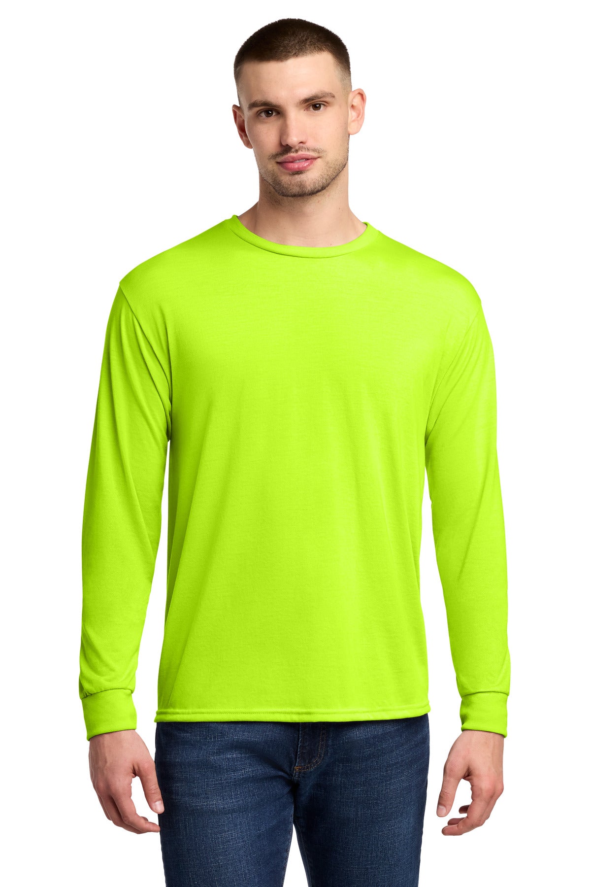 SanMar 21LS_safetygreen_model_front.jpg
