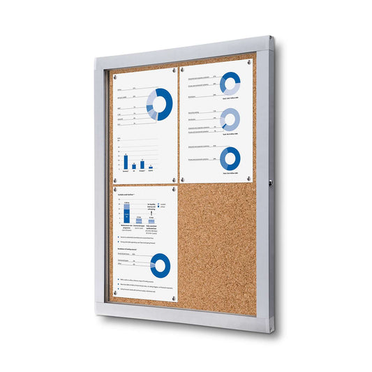 21"W x 28"H Cork Indoor Enclosed Bulletin Board Safety Corner