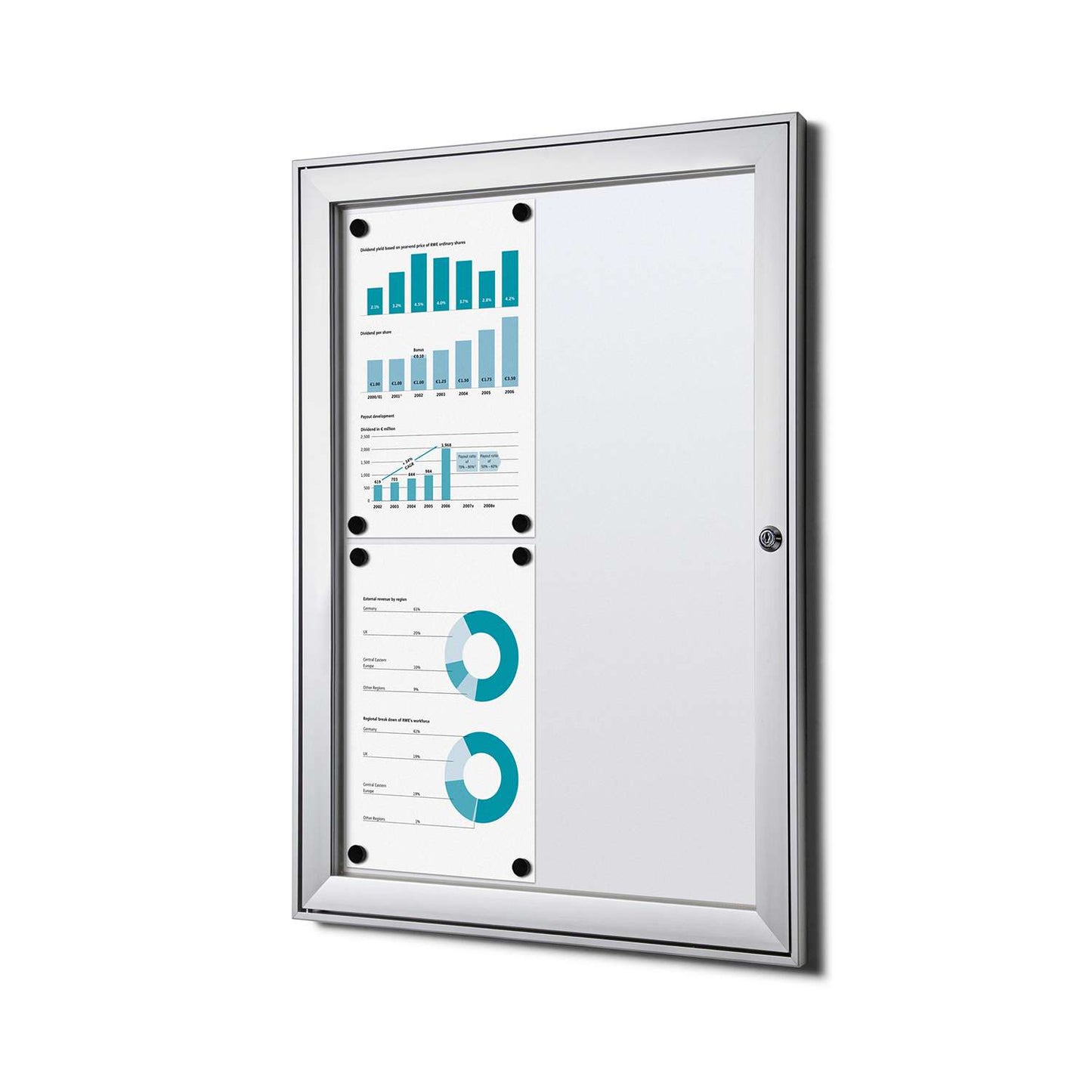 21"W x 28"H Indoor Enclosed Bulletin Board Silver FR