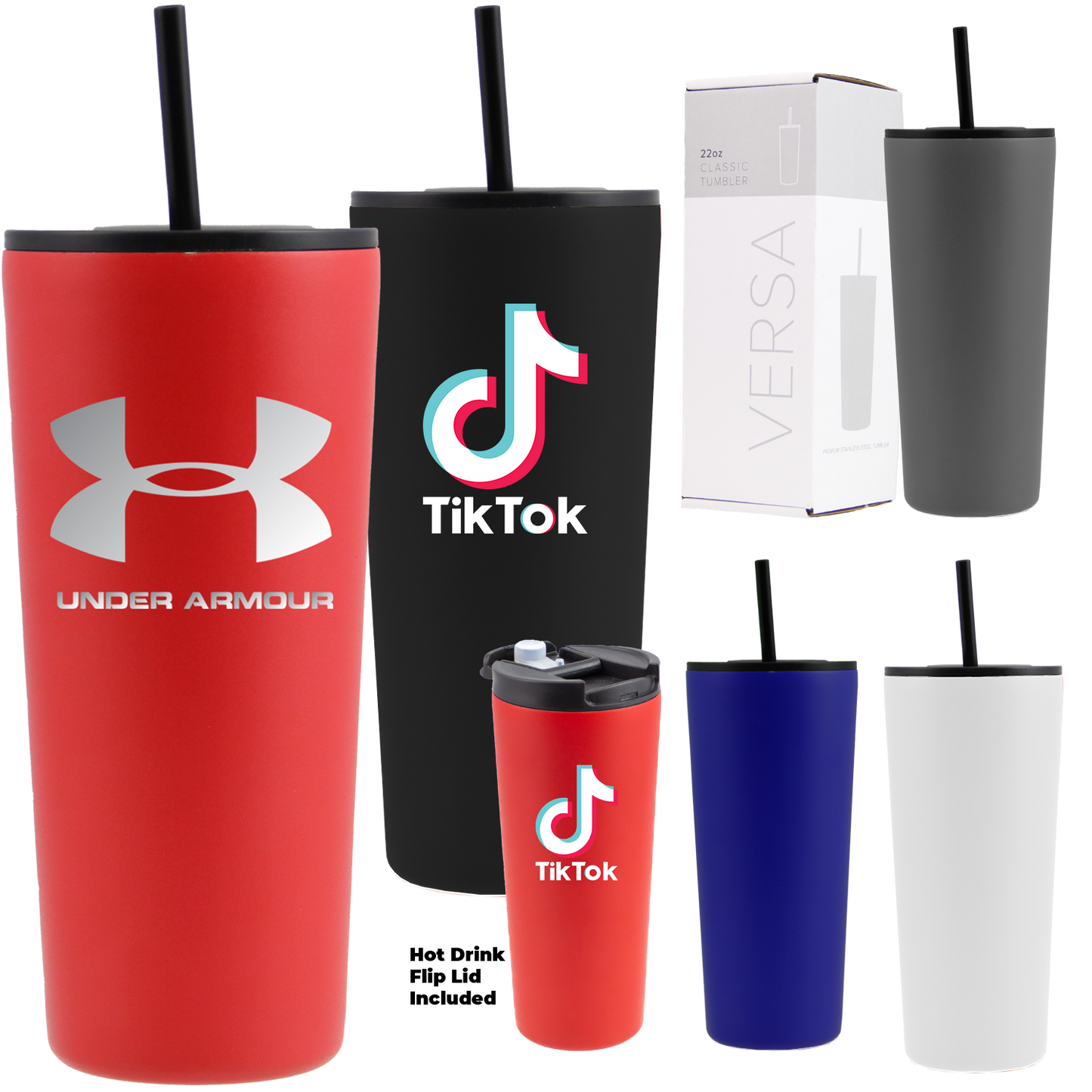Black 22 Oz. Powder Coated Tumbler With Hot/cold Lid