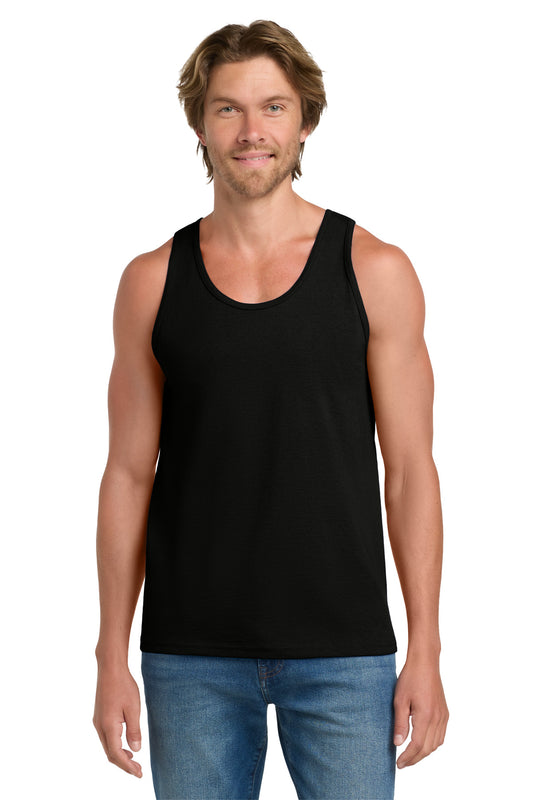 Front View of Black Gildan - Ultra Cotton 100% US Cotton Tank Top. 2200 - S