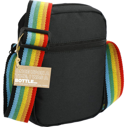 Front View of Black Rainbow RPET Crossbody Tote