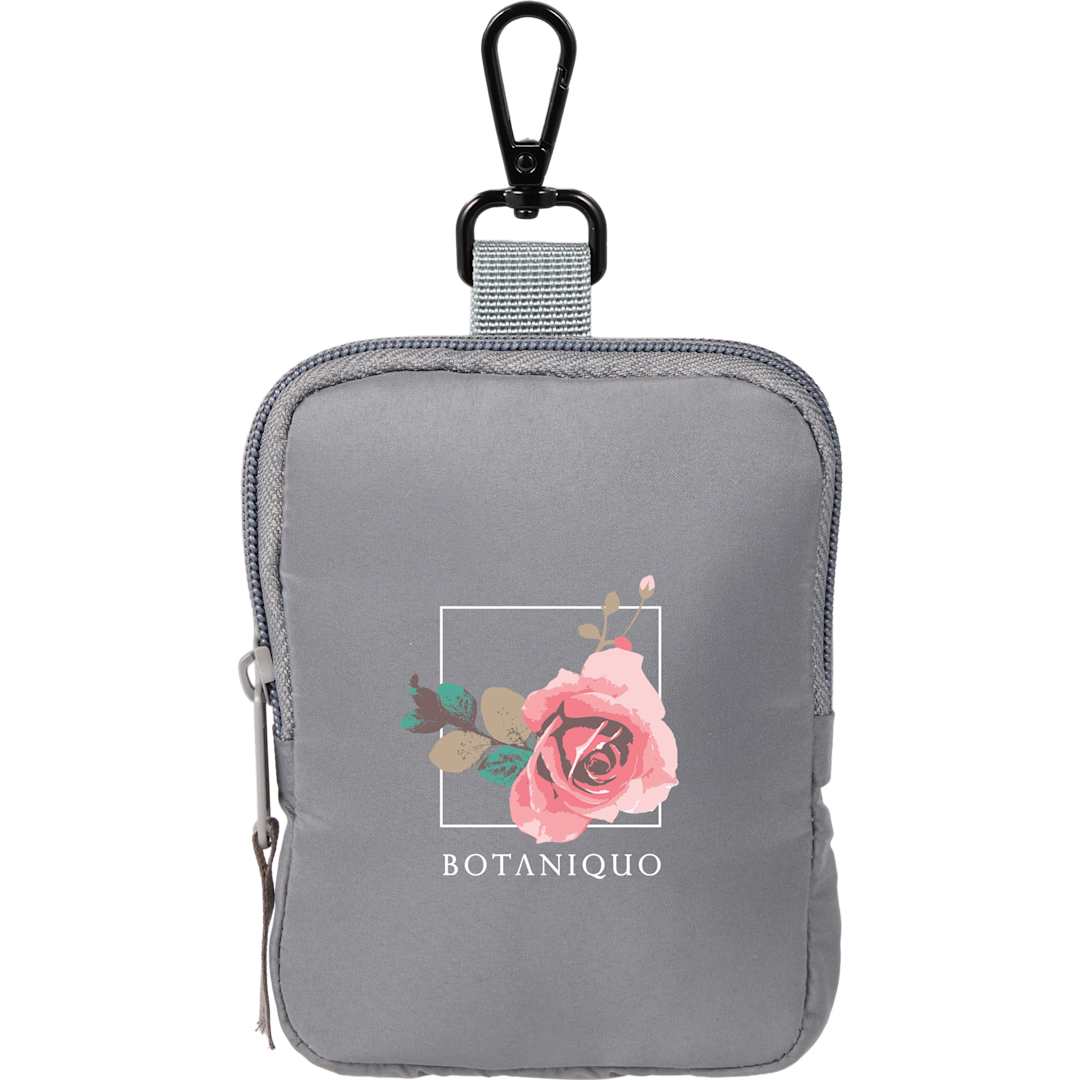 Front View of Gray Puffer Recycled Small Pouch