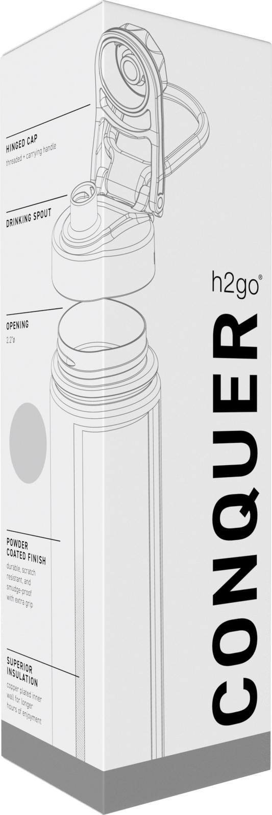 matte white 24 oz h2go conquer - powder