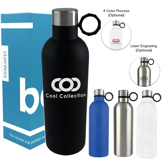 Black 24 Oz Peak Double Wall Stainless Water Bottle