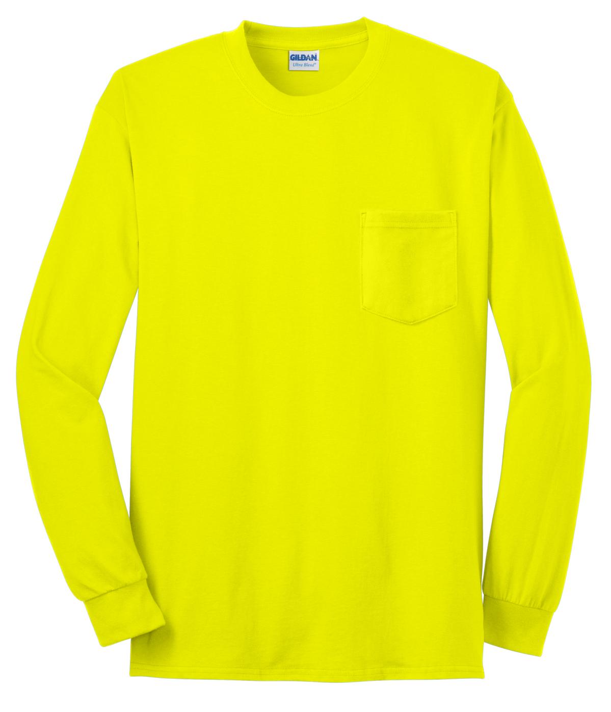 Gildan - Ultra Cotton 100% US Cotton Long Sleeve T-Shirt with Pocket. 2410