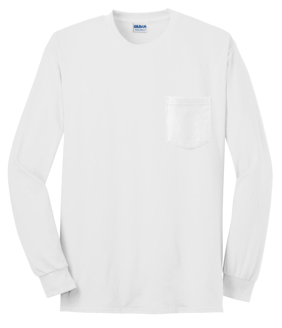 Gildan - Ultra Cotton 100% US Cotton Long Sleeve T-Shirt with Pocket. 2410