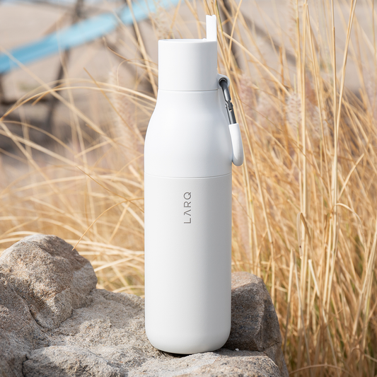 granite white 25 oz larq flip top bottle