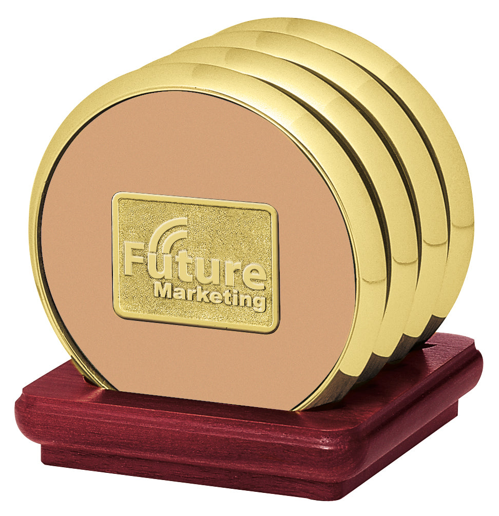 JAFFA® Four Coasters with Solid Cherry Stand