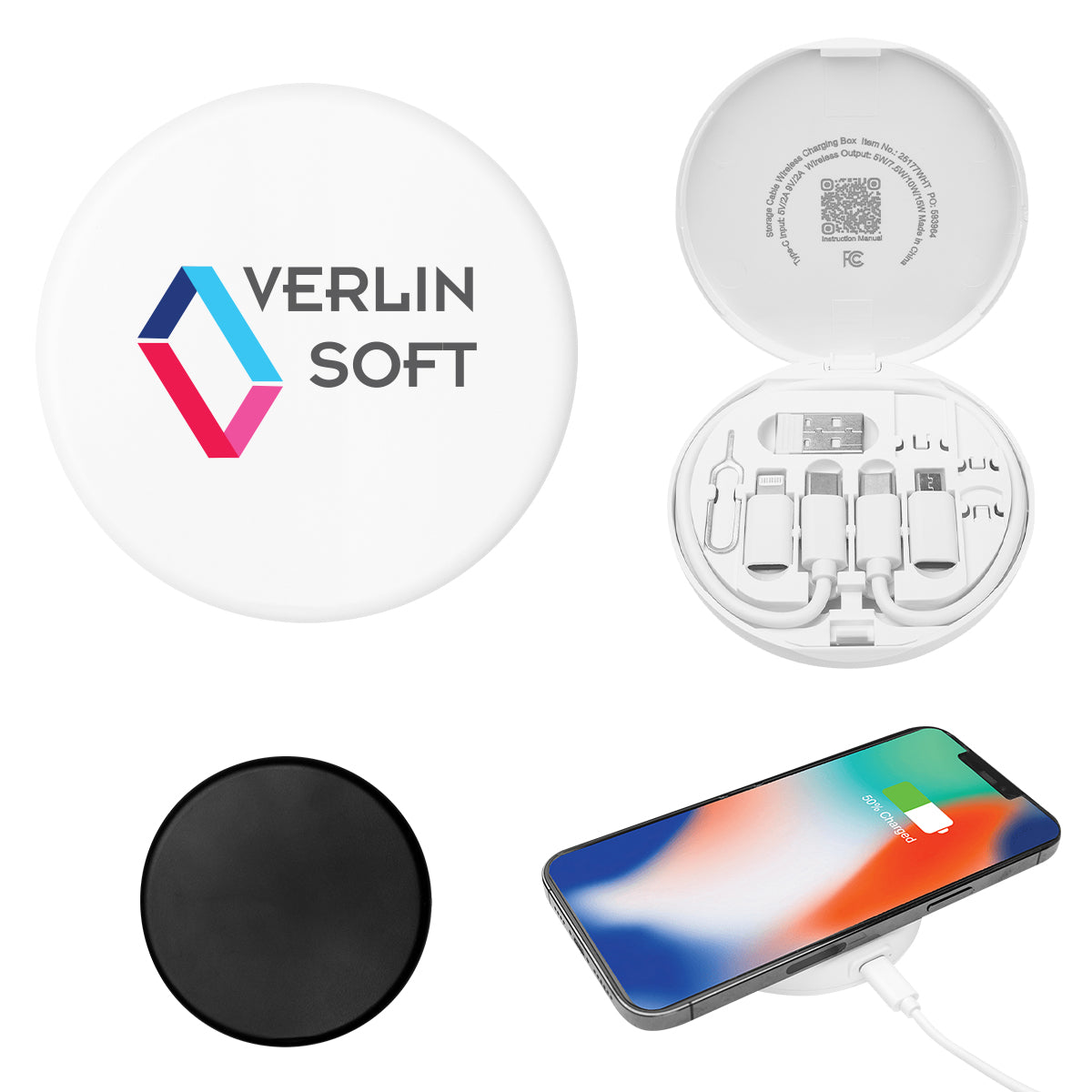 BLACK Charging Cord & Adapter Set In Wireless Charging Case