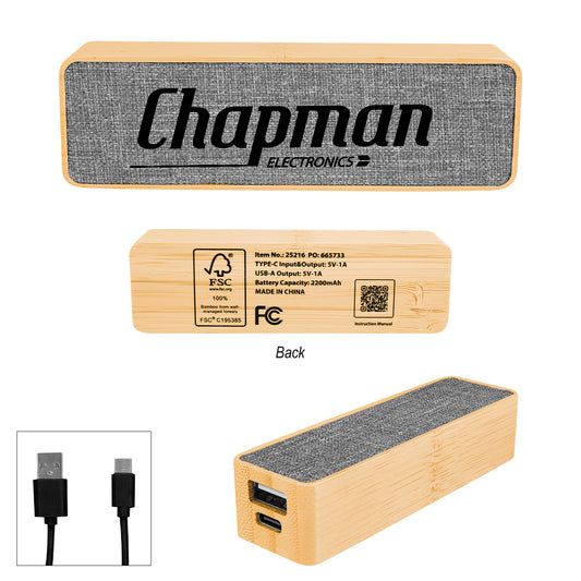 FSC GRAY WITH BAMBOO Bamboo & rPET 200 mAh Power Bank