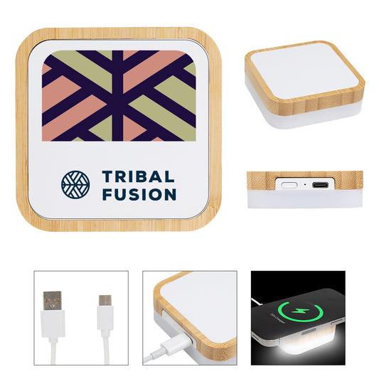 WHTBAM Bamboo Wireless Charger Night Light