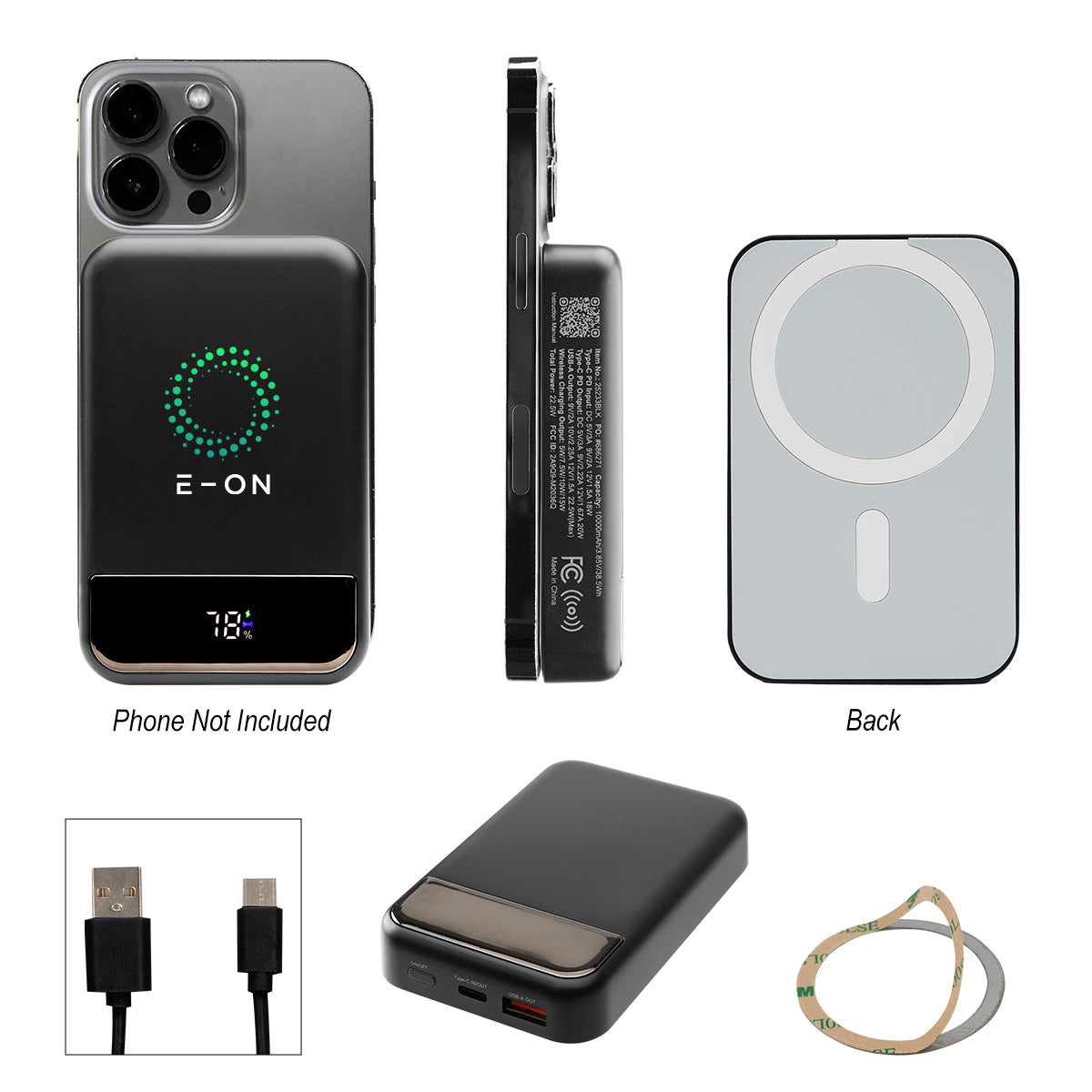 BLACK 10,000 mAh Wireless Charger Power Bank