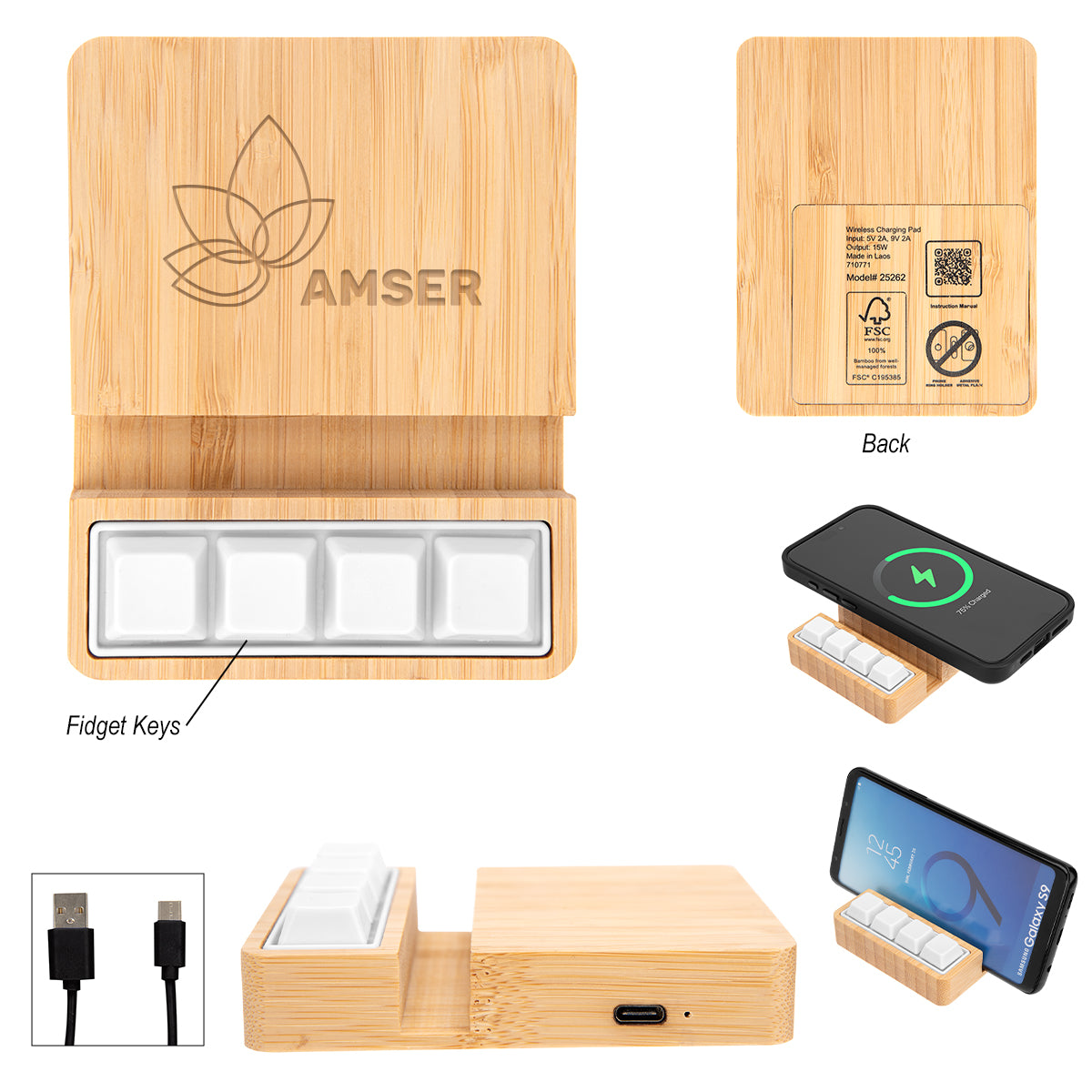 FSC BAMBOO Stress Relief Wireless Charging Phone Stand