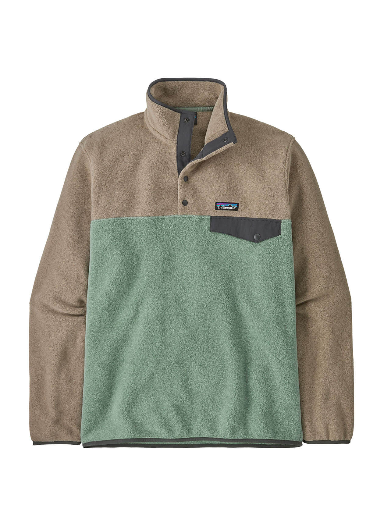 Patagonia Men's Lightweight Synch Snap-T Pullover - Oatmeal Heather w/Smolder Blue - XS