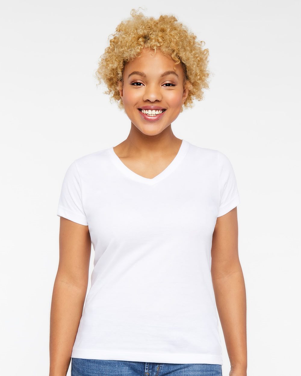 Women's Fine Jersey V-Neck Tee - 3507