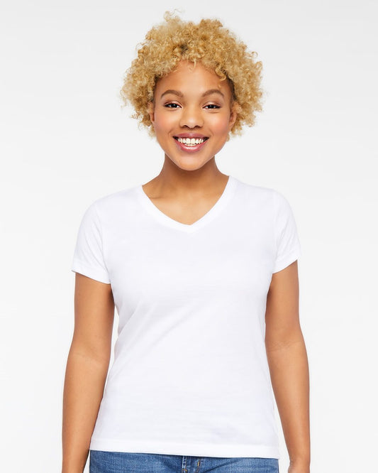 Women's Fine Jersey V-Neck Tee - 3507