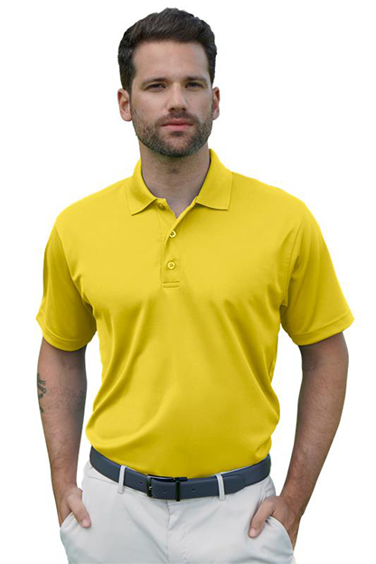 Athletic Gold Vansport Omega Solid Mesh Tech Polo - S
