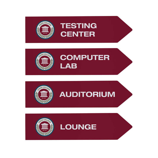 Wayfinding Arrow Sign Post Set of Four Graphic Signs